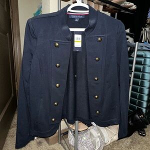 Tommy Hilfiger Women's Dark Blue Blazer with Gold Buttons